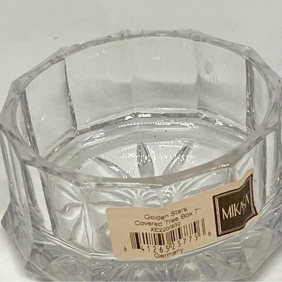 Vintage Crystal Christmas Tree W/Star Art Glass Trinket Dish 6.0” Tall Mikasa - Picture 2 of 6